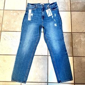 NWT WAX Jean Collection 14 & 16 Distressed Slim, Stretch Straight Leg Blue Jeans